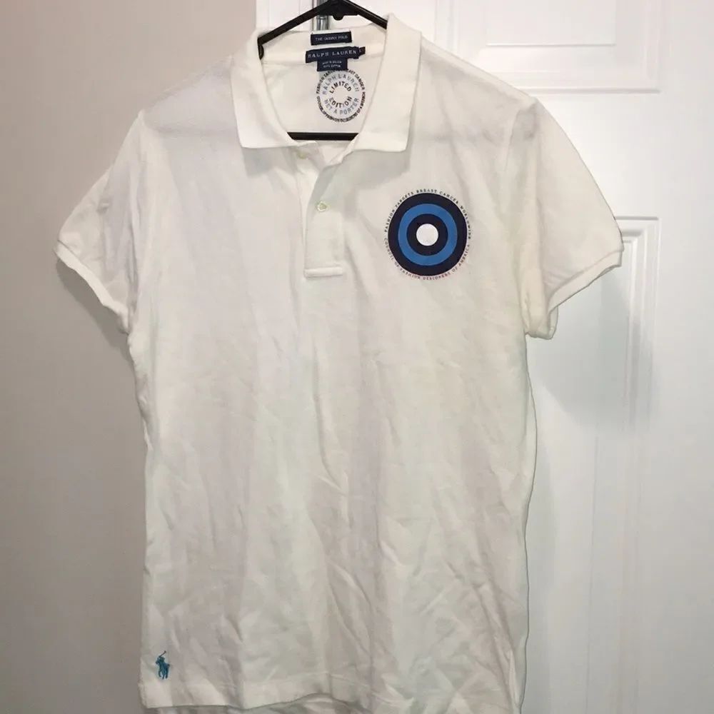 Ralph Lauren vintage white Target Breast Cancer slim polo tennis golf top shirt